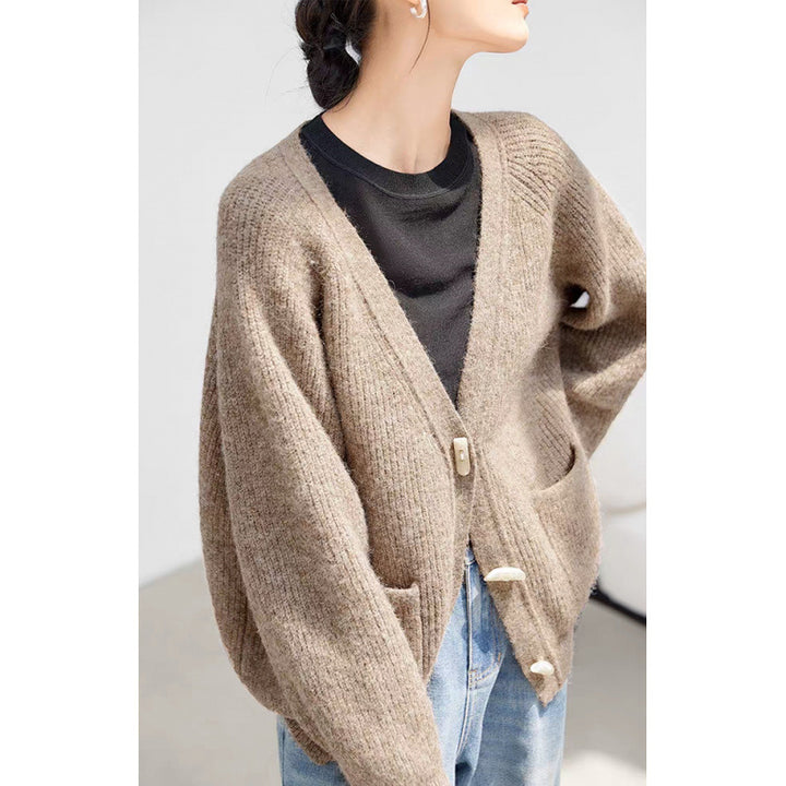 Winter New Horn Button Loose Sweater Coat - ZEYTONCART