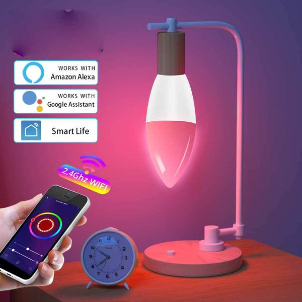 Smart WifI Led Lamp E14 RGB CW WW Led Bulb Dimmable 85-265V Voice Control Light Bulbs Alexa Google Home For Home Decorative - ZEYTONCART
