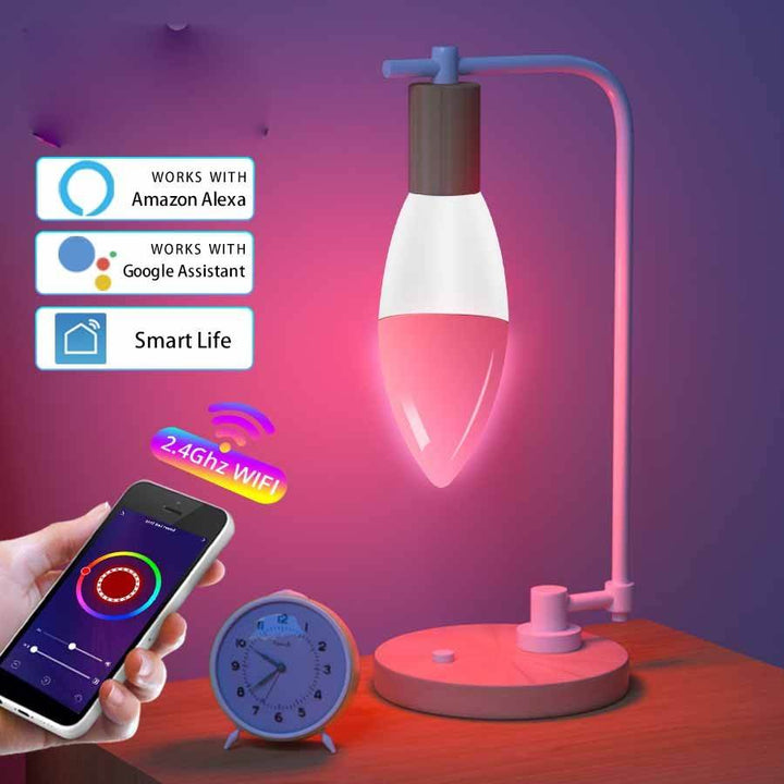 Smart WifI Led Lamp E14 RGB CW WW Led Bulb Dimmable 85-265V Voice Control Light Bulbs Alexa Google Home For Home Decorative - ZEYTONCART
