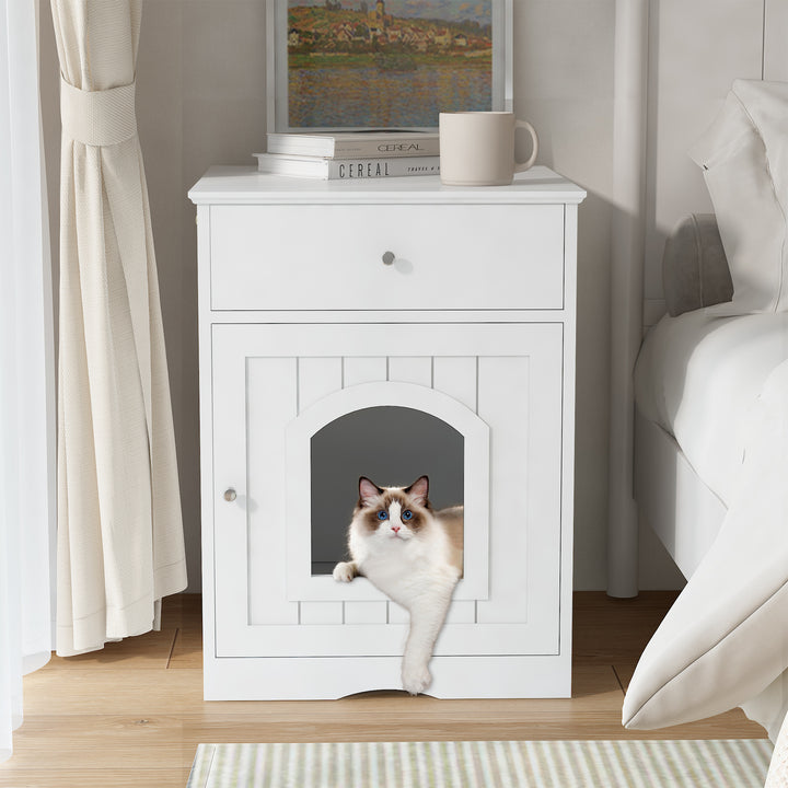 Wooden Pet House Litter Box Fence With Drawers - ZEYTONCART
