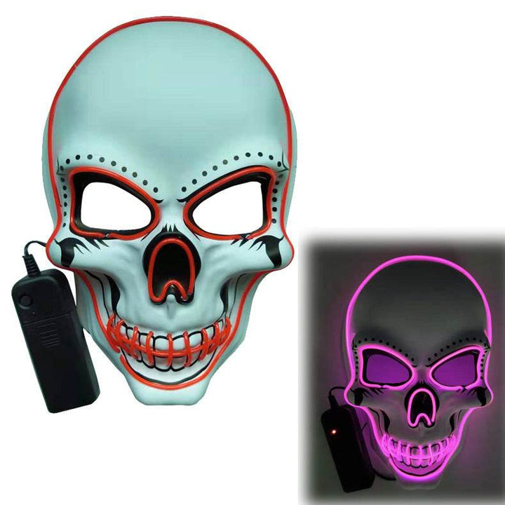 Glowing Mask Scary Ghost Face Halloween Funny White Skull Mask LED Glowing Props - ZEYTONCART