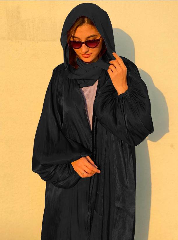 Eid Muslim Abaya Dress Kimono For Women Fashion Shining Silklike Summer Abayas Cardigan Puff Sleeve Dubai Turkey Clothes - ZEYTONCART