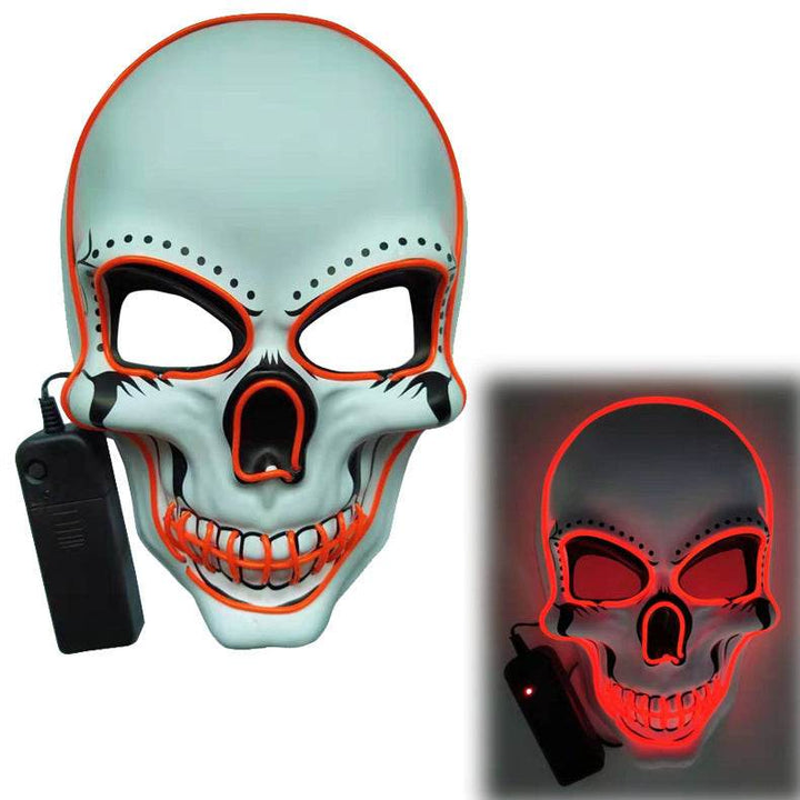 Glowing Mask Scary Ghost Face Halloween Funny White Skull Mask LED Glowing Props - ZEYTONCART