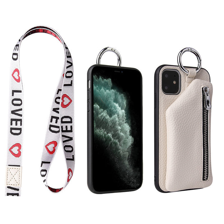 PU Leather Strap Cord Coin Purse Phone Cases Crossbody Neck Lanyard Wallet Cover - ZEYTONCART