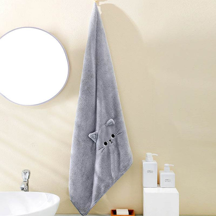 Coral Velvet Cartoon Cat Hair Drying Towel - ZEYTONCART