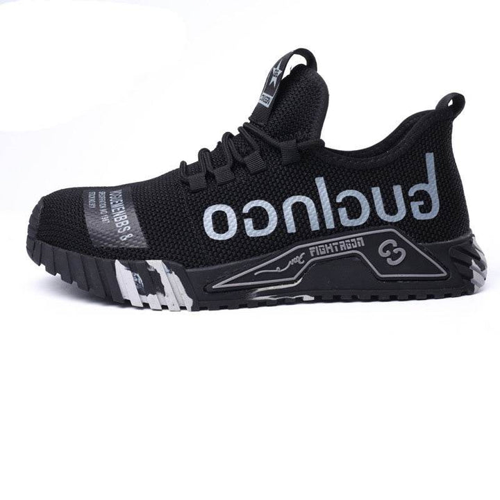 Indestructible Steel Toe Work Shoes For Men Letter Print Puncture Proof Sneakers - ZEYTONCART
