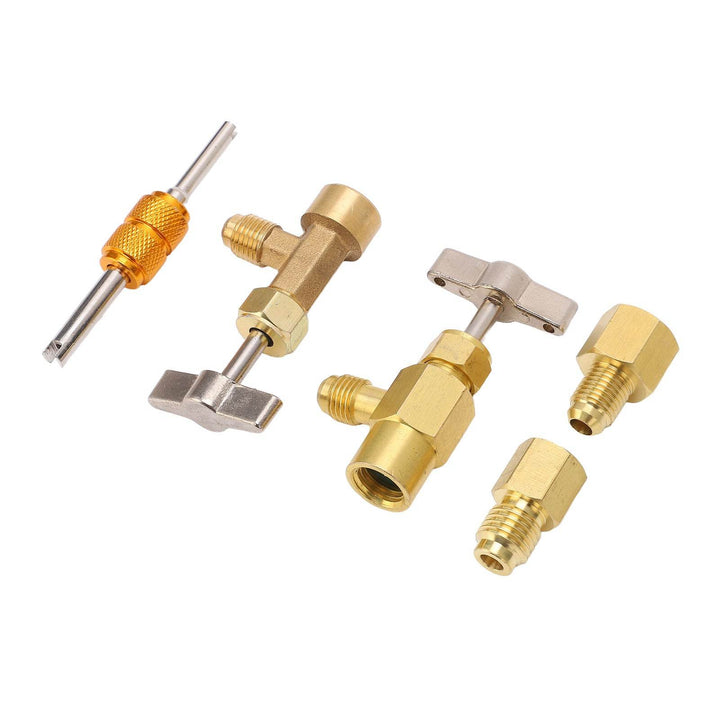 R134A Self Sealing Can Tap Valve Brass Puncture Style Dispenser Valve with Refrigerant Tank Adapters for Air Condition - ZEYTONCART