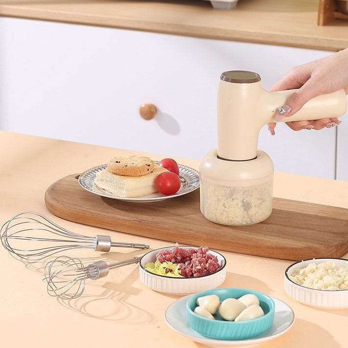 2 In 1 Electric Garlic Chopper USB Rechargeable Vegetable Chili Meat Ginger Masher Handheld Multipurpose Kitchen Gadgets - ZEYTONCART