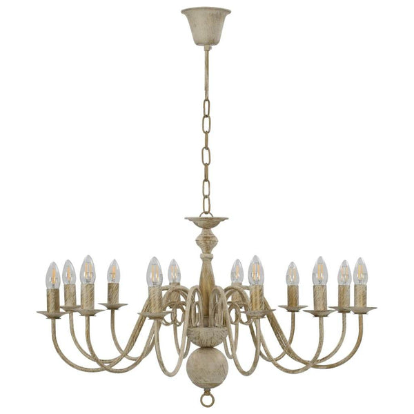 vidaXL Chandelier Antique White 12 x E14 Bulbs - ZEYTONCART