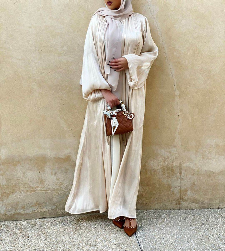 Eid Muslim Abaya Dress Kimono For Women Fashion Shining Silklike Summer Abayas Cardigan Puff Sleeve Dubai Turkey Clothes - ZEYTONCART