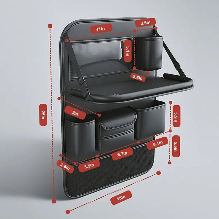 Car Seat Storage Bag Auto Back Seat Back Organizer With Foldable Table Tray PU Leather Tablet Holder Tissue Box Car Accessories - ZEYTONCART