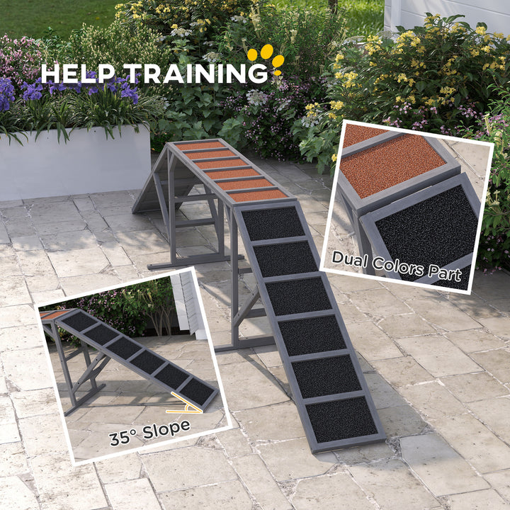 Dog Agility Equipment Ramp With Safety Bar, Non-slip Surface, For Walk And Pause Training, Gray - ZEYTONCART