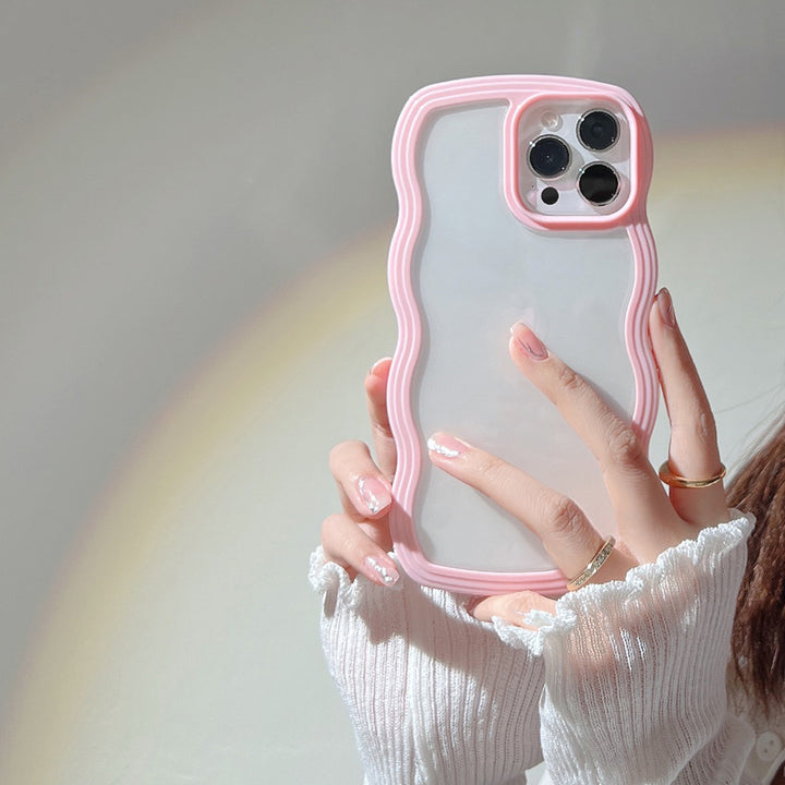 Wave Border Mobile Phone Case Solid Color Simple Candy Color - ZEYTONCART