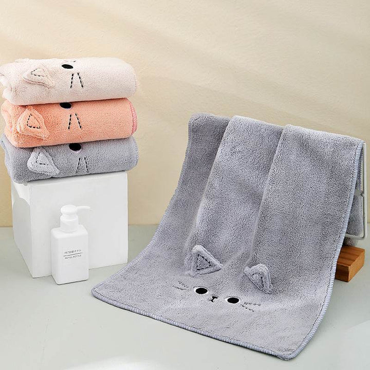Coral Velvet Cartoon Cat Hair Drying Towel - ZEYTONCART