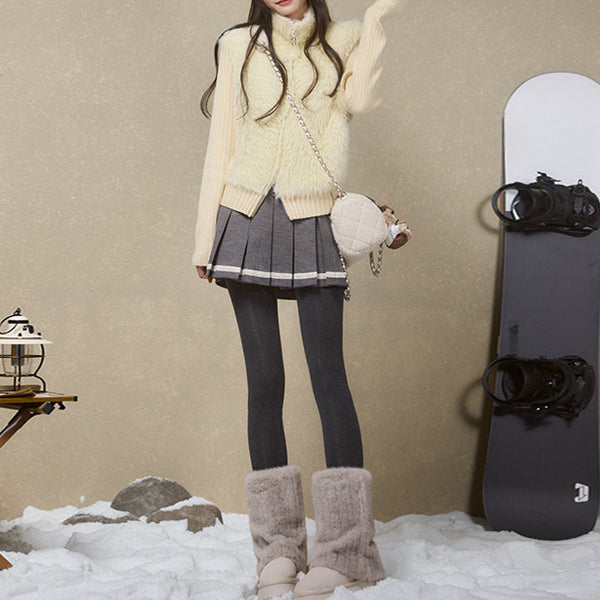 Autumn And Winter Stitching Zip Knitted Sweater - ZEYTONCART