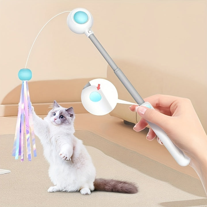 Cat Teaser Stick, Retractable Cat Wand With Replacement Head, Cat Feather Toy, Cat Interactive Toy For Indoor Cats For Relief Boredom And Exercise - ZEYTONCART
