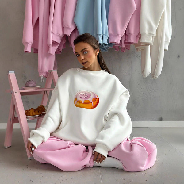 Autumn And Winter Fleece-lined Loose Slimming Long Sleeves Crew Neck Pullover Sweatshirt Women - ZEYTONCART