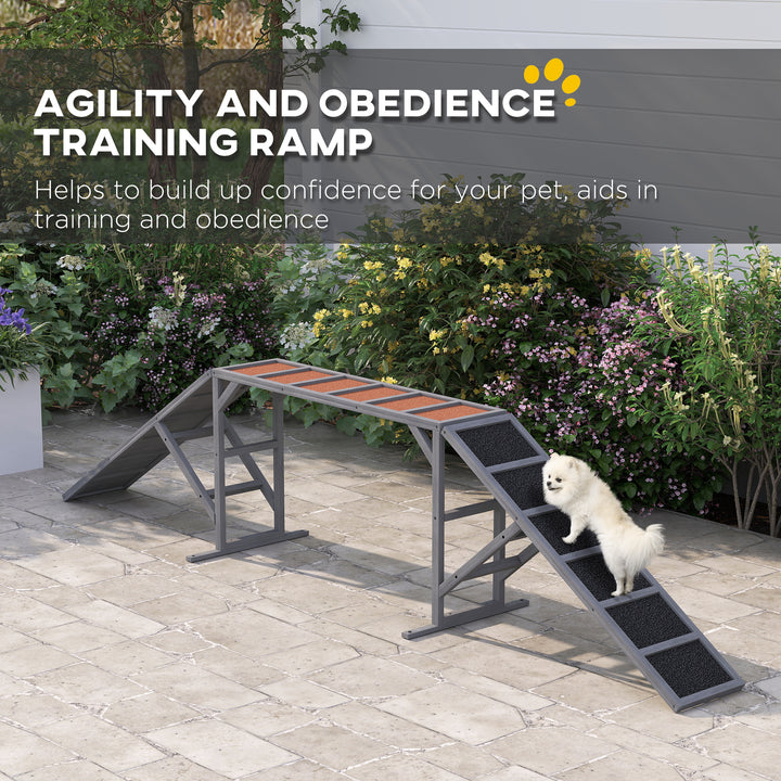 Dog Agility Equipment Ramp With Safety Bar, Non-slip Surface, For Walk And Pause Training, Gray - ZEYTONCART