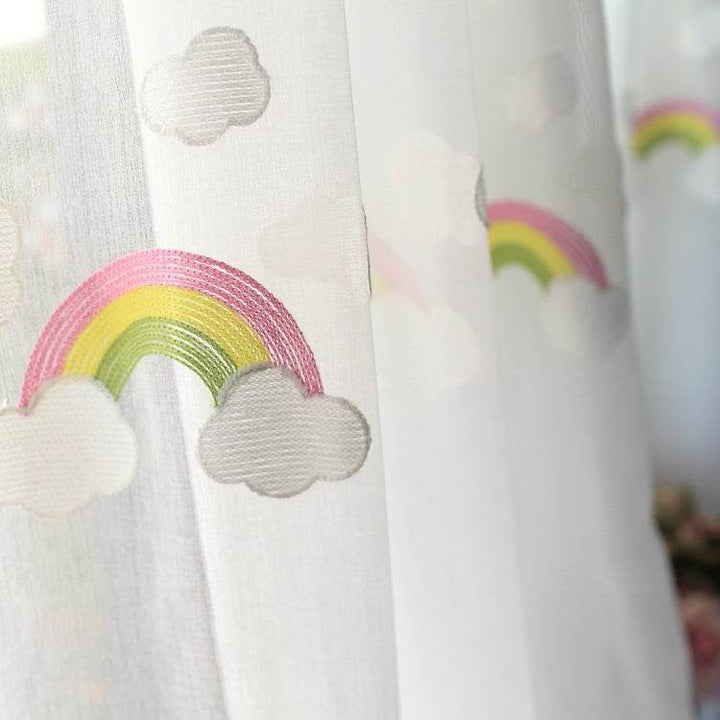Rainbow Mesh Curtains French Pastoral Embroidery Yarn - ZEYTONCART