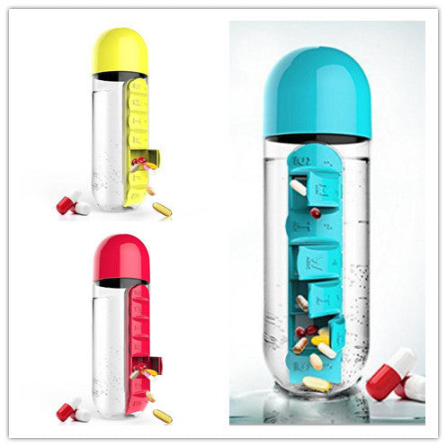 Direct Selling Two-In-One Water Cup Pill Box 7-Day Pill Box 7 Grids Outdoor Easy To Carry Water Bottle One Week With Pill Box Cup - ZEYTONCART