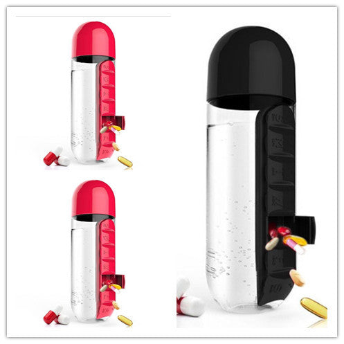 Direct Selling Two-In-One Water Cup Pill Box 7-Day Pill Box 7 Grids Outdoor Easy To Carry Water Bottle One Week With Pill Box Cup - ZEYTONCART