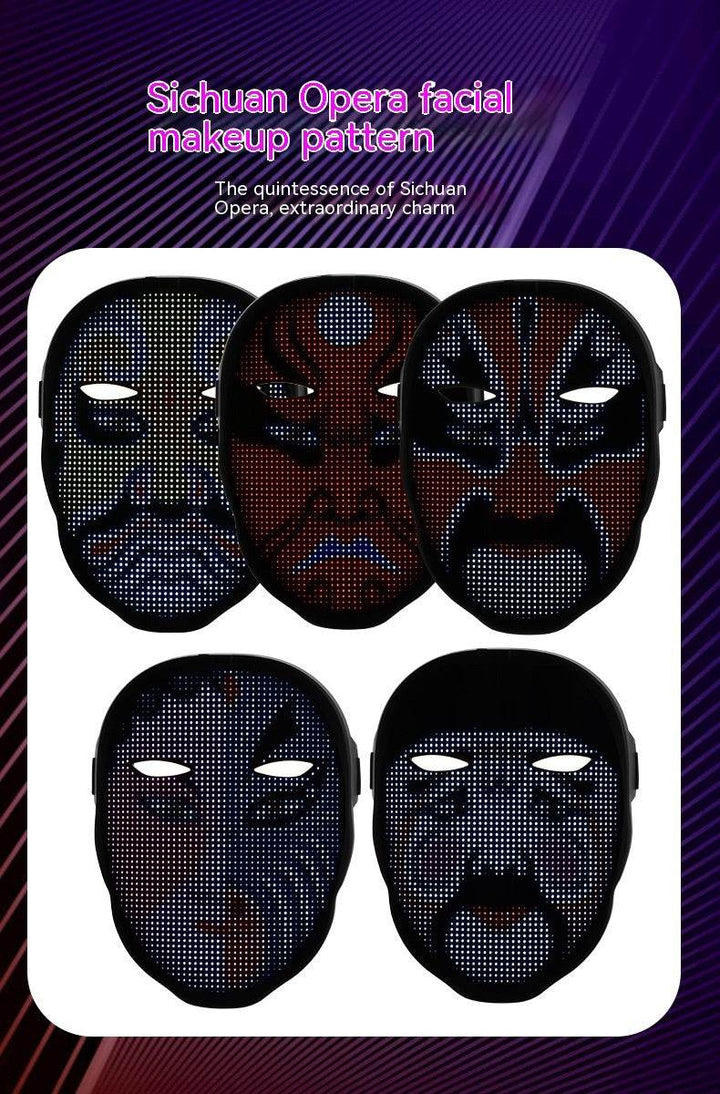 Halloween Face Masks Full Color LED Luminous Mask Face Changing Mask Party Bar Props - ZEYTONCART