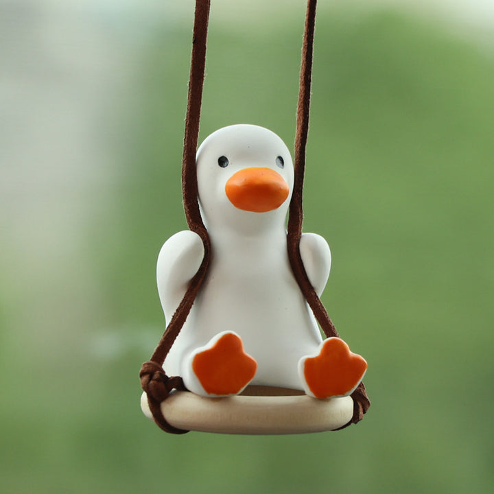 Car Pendant Cute Anime Little Duck Swing Auto Rearview Mirror Hanging Ornaments Interior Decoraction Accessories For Girls Gifts - ZEYTONCART