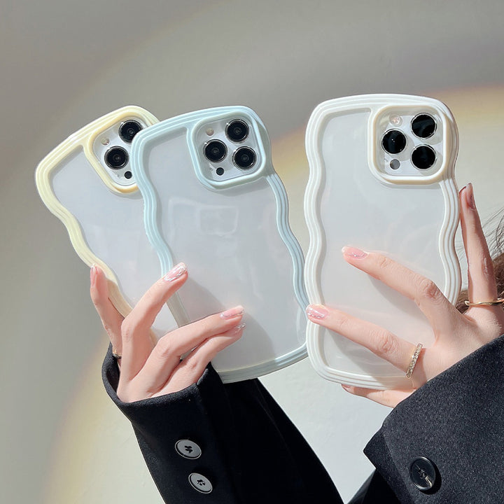 Wave Border Mobile Phone Case Solid Color Simple Candy Color - ZEYTONCART