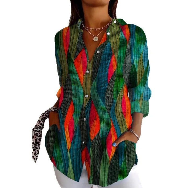 Lapel Casual Women's Creative Vintage Floral Floral Shirt - ZEYTONCART