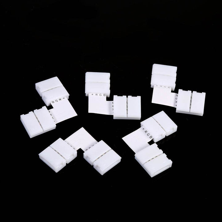 5Pcs L Shape 4pin 10mm Solderless Corner Connectors Adapters For RGB 5050 LED Strip Lights - ZEYTONCART
