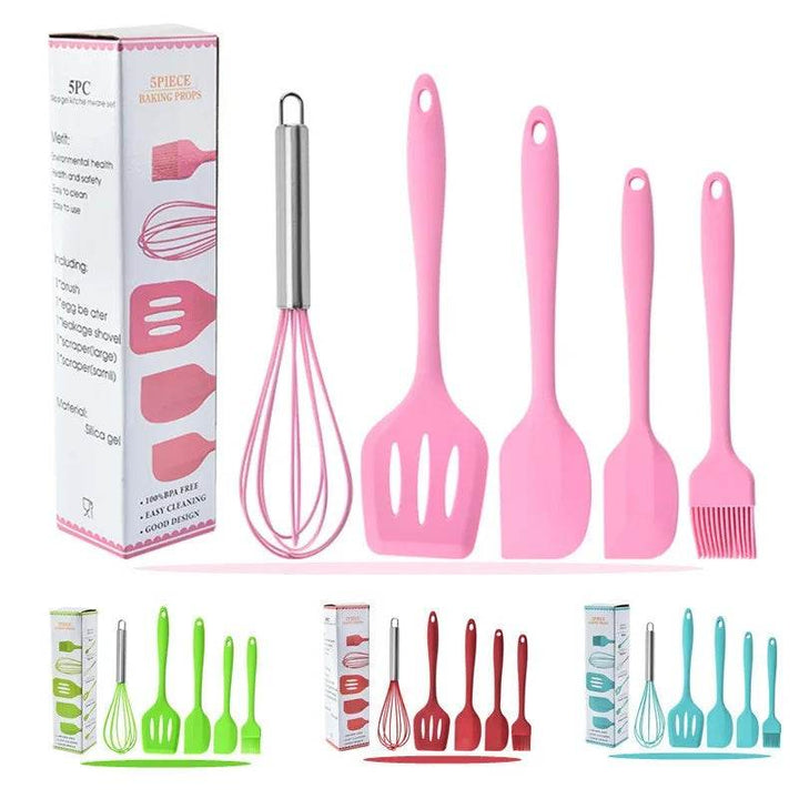 Silicone Kitchenware Non-Stick Cookware Kitchen Utensils Set Spatula Shovel Egg Beaters Silicone Handle Cooking Tool Set - ZEYTONCART