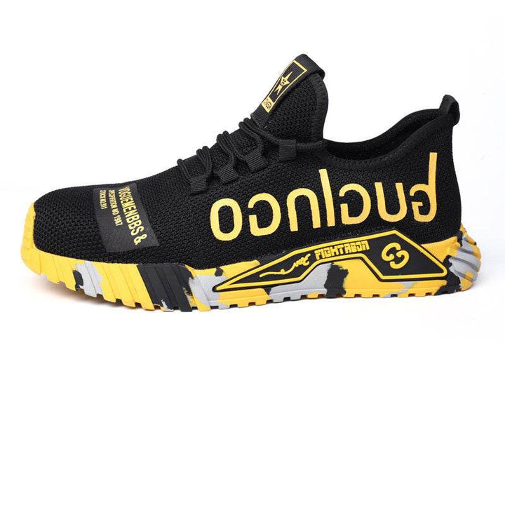 Indestructible Steel Toe Work Shoes For Men Letter Print Puncture Proof Sneakers - ZEYTONCART