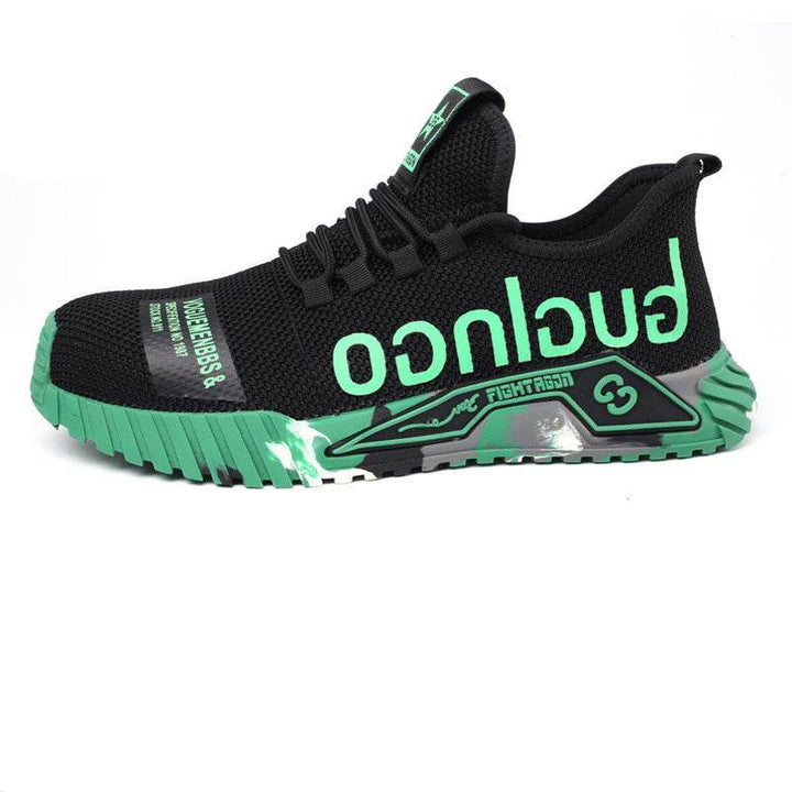 Indestructible Steel Toe Work Shoes For Men Letter Print Puncture Proof Sneakers - ZEYTONCART