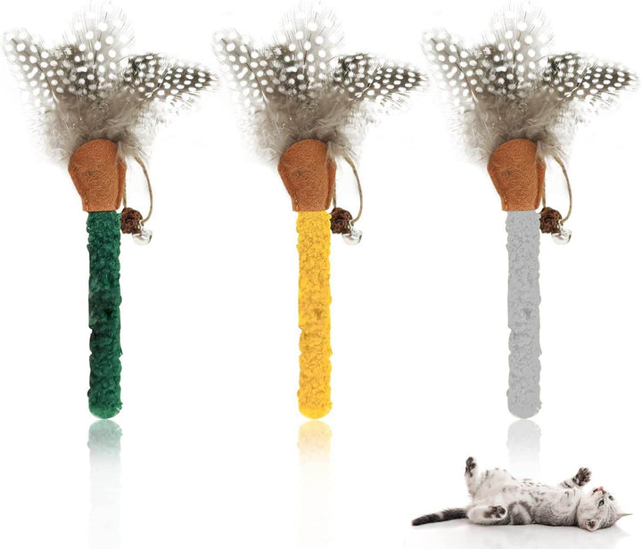 Cat Chew Sticks Catnip Chew Toys With Feather Funny Cat Feather Toys Silvervine Sticks For Cats Teeth Cleaning Chewing Relax - ZEYTONCART