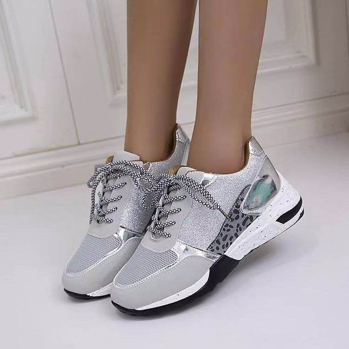 Lace Up Sneakers Wedge Flat Casual Walking Running Shoes For Women - ZEYTONCART