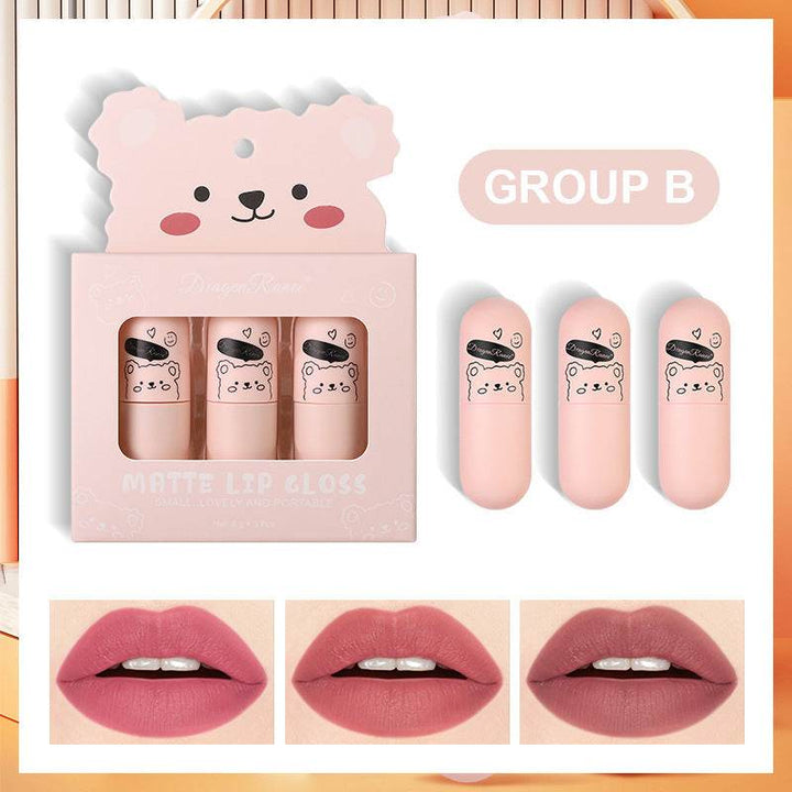 Fog Lip Dew Three Small Sets Of Boxes Matte Lip Glaze Matte Bear Lipstick No Stain On Cup - ZEYTONCART