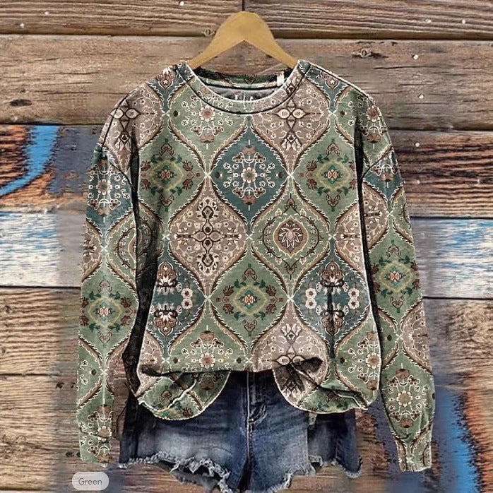 European And American Printing Long Sleeve Casual Top Autumn Winter Sweater - ZEYTONCART
