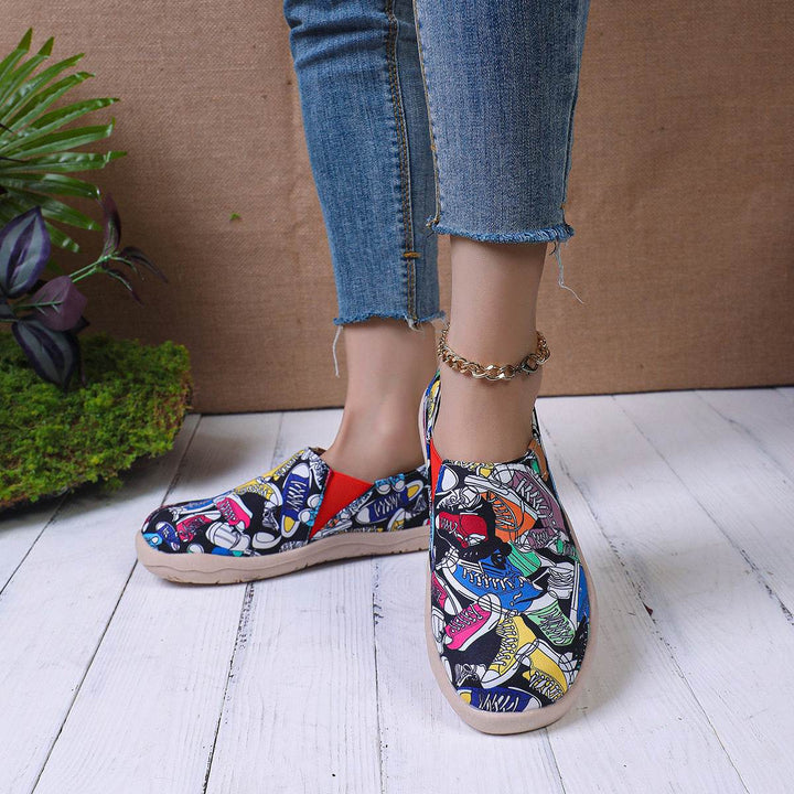Round Toe Flat Bottom Comfortable Slip-on Lofter Pumps Sneakers For Women - ZEYTONCART