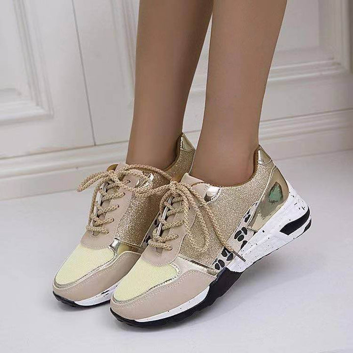 Lace Up Sneakers Wedge Flat Casual Walking Running Shoes For Women - ZEYTONCART