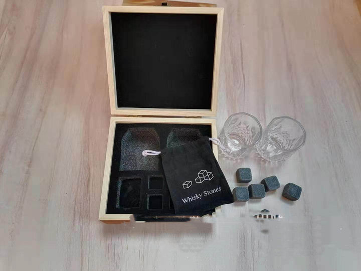 Black Whiskey Stone Ice Cubes In High-end Wooden Box - ZEYTONCART