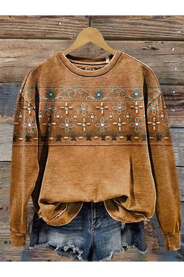 European And American Printing Long Sleeve Casual Top Autumn Winter Sweater - ZEYTONCART