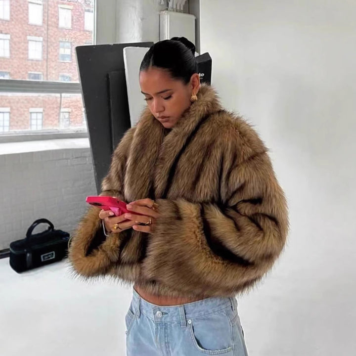 Winter Imitation Fox Fur Short Thickened Furry Women's Top - ZEYTONCART