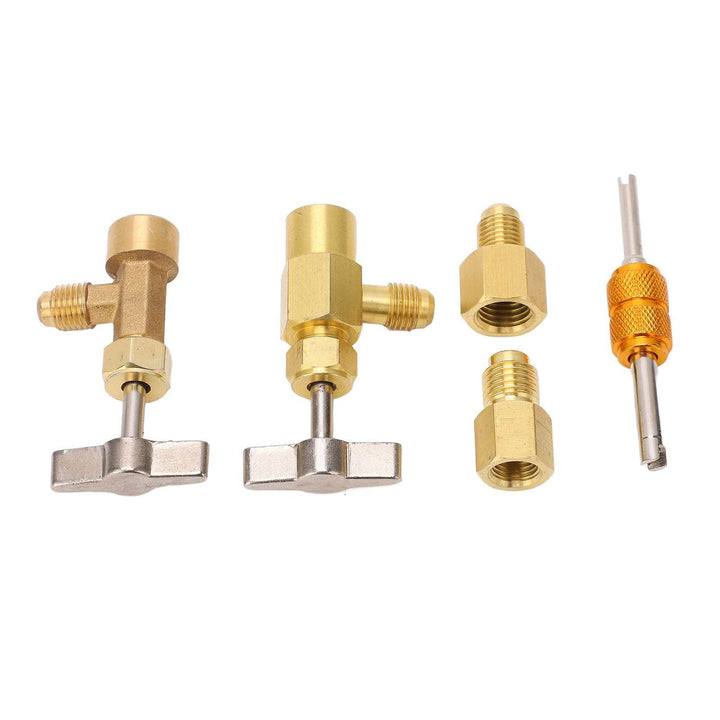 R134A Self Sealing Can Tap Valve Brass Puncture Style Dispenser Valve with Refrigerant Tank Adapters for Air Condition - ZEYTONCART