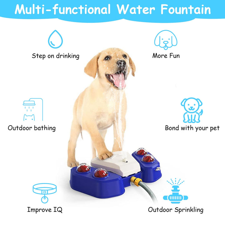 Blue-Yellow Color Options -- 1Pc Dog Water Fountain Multifunctional Automatic Pet Water Dispenser Outdoor Step-on Activated Sprinkler For Drinking Shower Fun - ZEYTONCART
