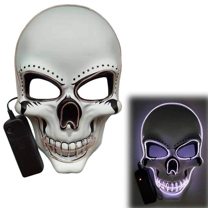 Glowing Mask Scary Ghost Face Halloween Funny White Skull Mask LED Glowing Props - ZEYTONCART