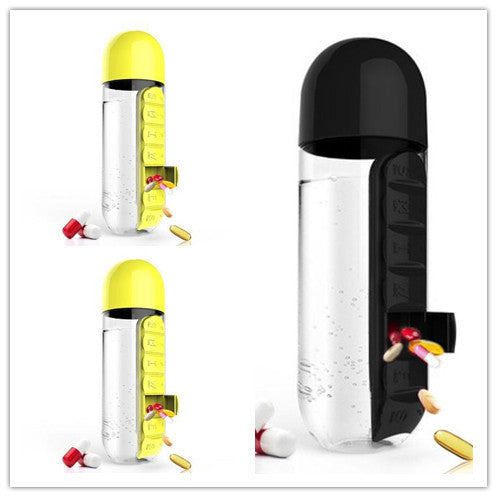 Direct Selling Two-In-One Water Cup Pill Box 7-Day Pill Box 7 Grids Outdoor Easy To Carry Water Bottle One Week With Pill Box Cup - ZEYTONCART