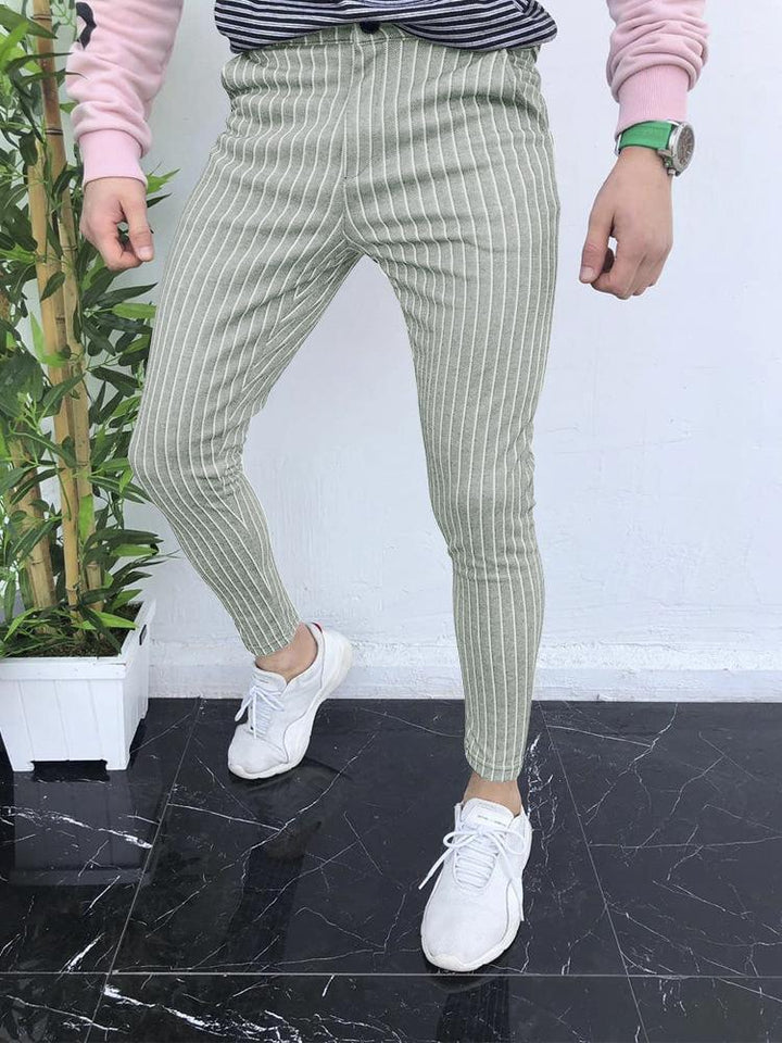 Autumn And Winter New 3D Printed Slim-fit Plaid British Casual Trousers - ZEYTONCART