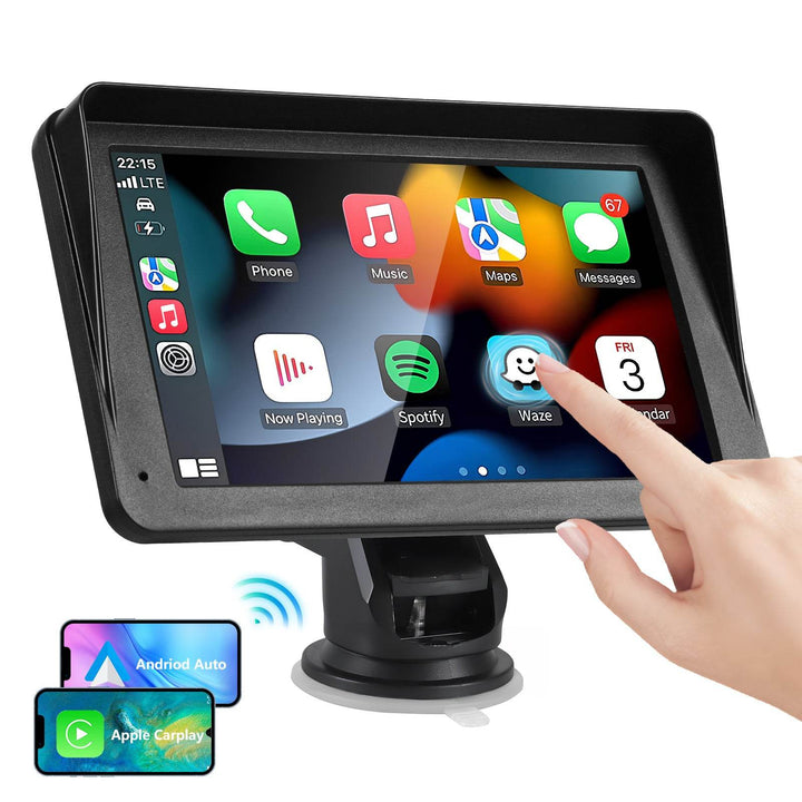 Portable Car Stereo Wireless CarPlay & Android Auto, Car Radio 7inches Touchscreen, Bluetooth5.0, Mirror Link, Maps Navigation, Voice Control, AUX Cable Vehicles - ZEYTONCART
