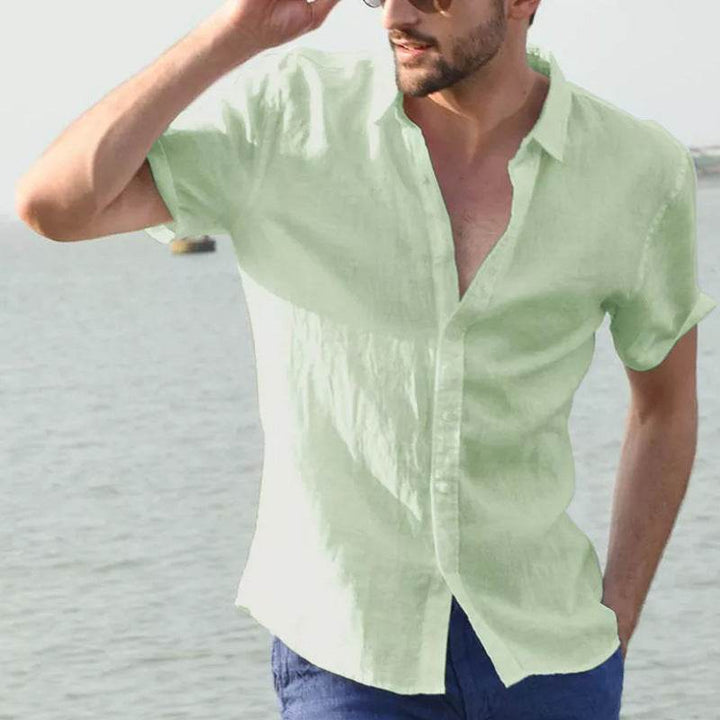 Summer Short-sleeved Shirt Casual Button Tops Men Clothing - ZEYTONCART