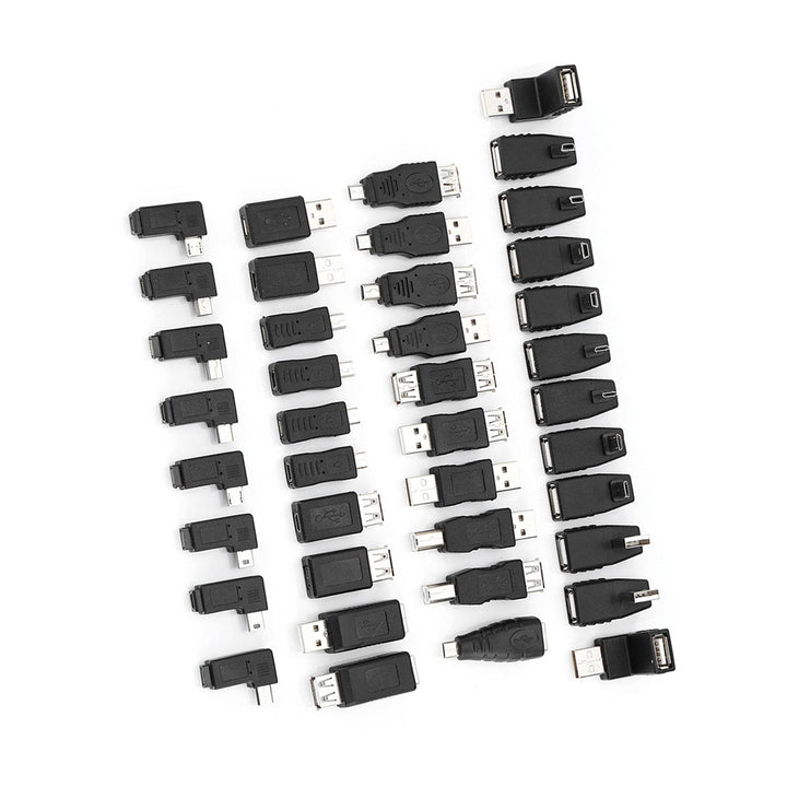 Pack of 40 Multiple USB2.0 Adapters Angled Mini Micro Type B Male Female Converters Connectors - ZEYTONCART
